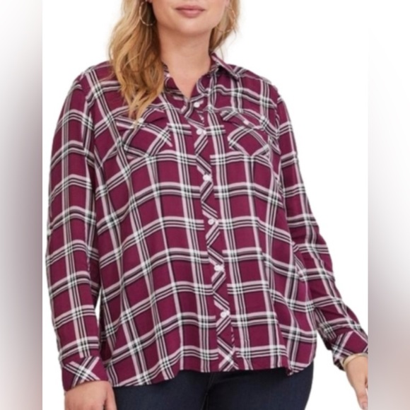 Torrid Challis Button-Down Long Sleeve Shirt Size 1X - Picture 3 of 10